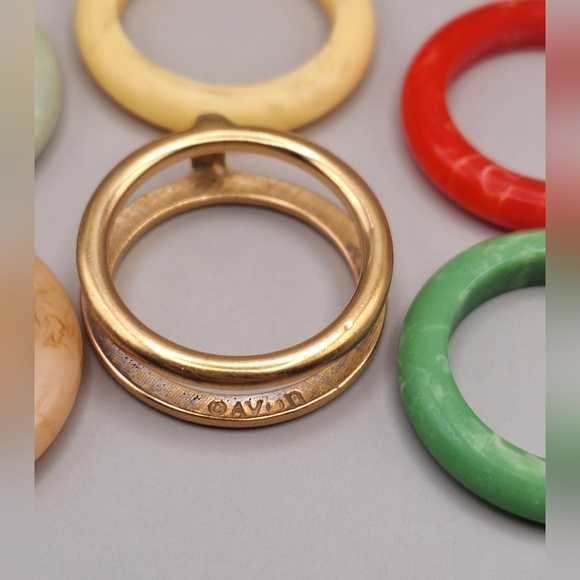 Vintage Avon Color Go Round Interchangeable Lucite Band Ring Full Set –Sz 7- 70s - Picture 12 of 16